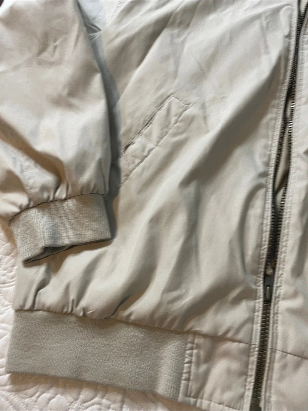 St. John's Bay Light Beige Zip-Front Bomber Jacket
